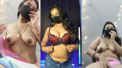 Insta model Zugerlips strips off her saree, pressing her big boobs and rubbing her wet pussy nude